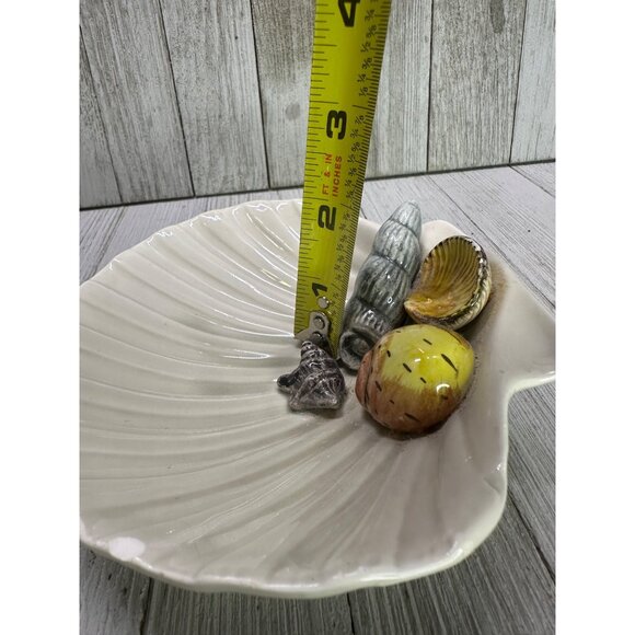 Vintage Fitz & Floyd Shell Trinket Soap Dish Ceramic White Beach Decor 5" DIA - Picture 11 of 13